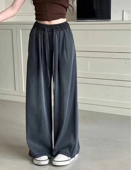 룩앤필 여아 와이드 데님 팬츠 밴딩 청바지