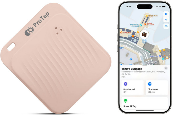 ProTap 스마트태그 MFi 애플인증 Find My 신지태그 트래커 스마트태그 위치추적기, 1개, 핑크