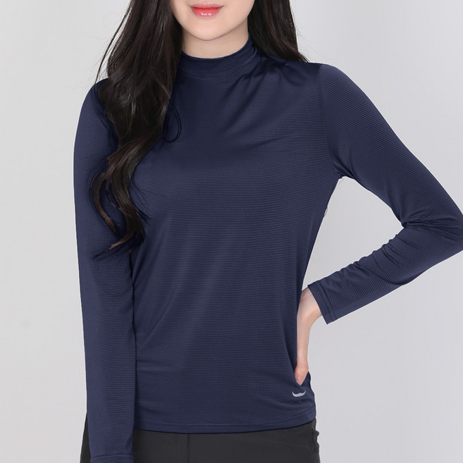 <BFL> 여성 반목 긴팔 티셔츠 / 실키한 스트라이프 스판 스포츠 골프 이너 긴팔티