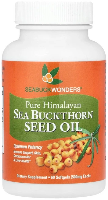 SeaBuckWonders 산자나무 씨오일 1000mg 소프트젤 60정 (소프트젤 1정당 500mg), SeaBuckWonders산자나무씨오일1000mg소프트, 1개 - 쿠팡