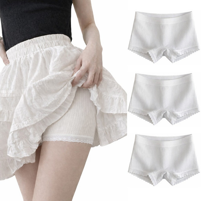 [3장세트] 여성 순면 속바지 드로즈 허벅지 안조임 사각팬티 Y존커버