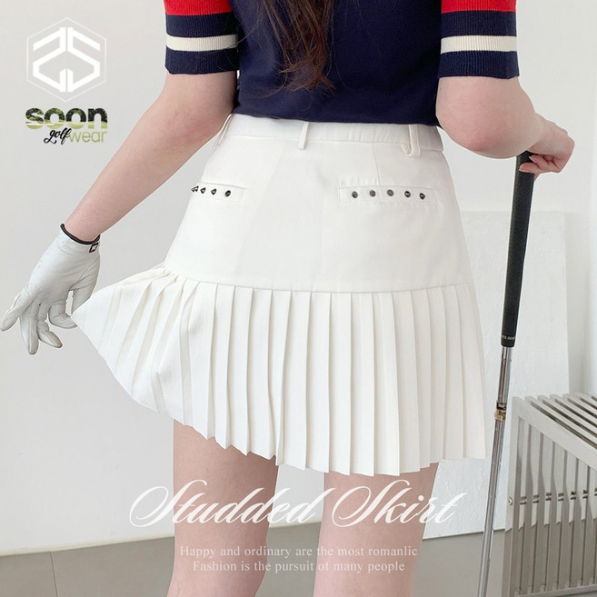 순이들 여성 골프 스터드 플리츠 미니 스커트