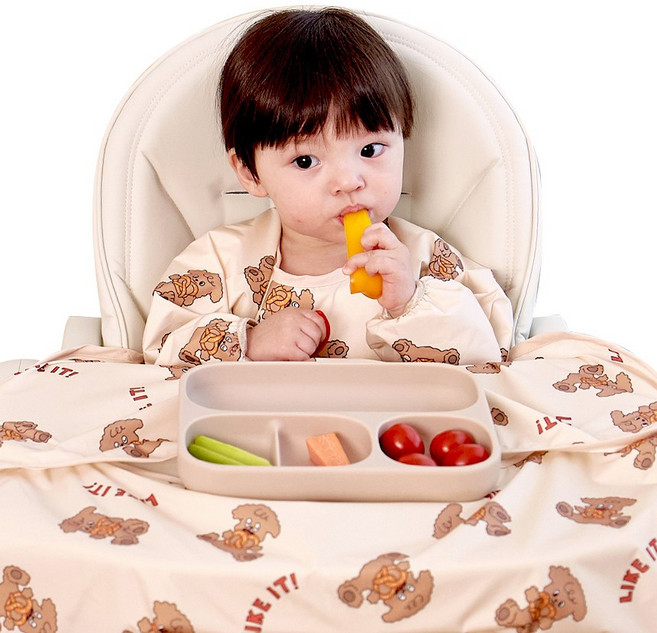 아이주 식탁일체형 이유식 턱받이 긴팔오픈형, 프레첼, 1개, 1개입