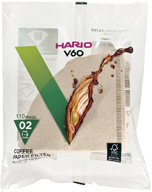 HARIO V60 咖啡濾紙 (110張 / 適用1-4杯), 1個, 110個