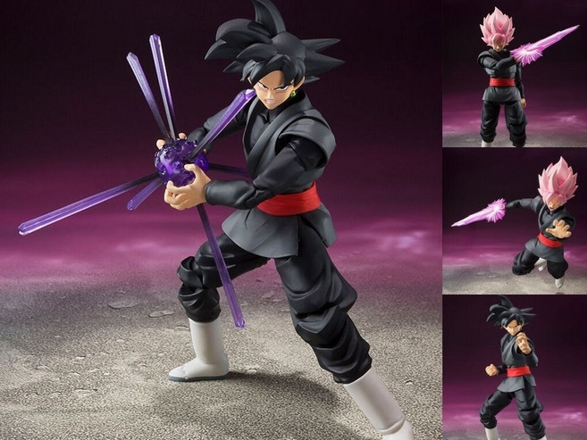 SHF 드래곤볼 슈퍼 사이어인 손오공 블랙 버전 핑크 헤드 액션 피규어, 1개, 1개