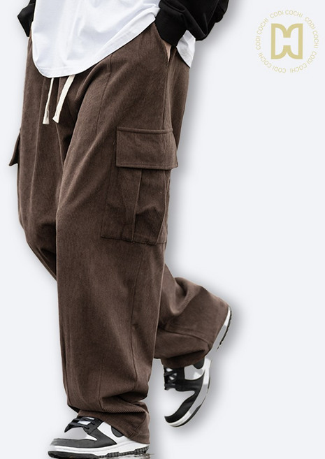 코디코치 포세 팬츠 남자 골덴 와이드 카고 포켓 밴딩 일자 바지