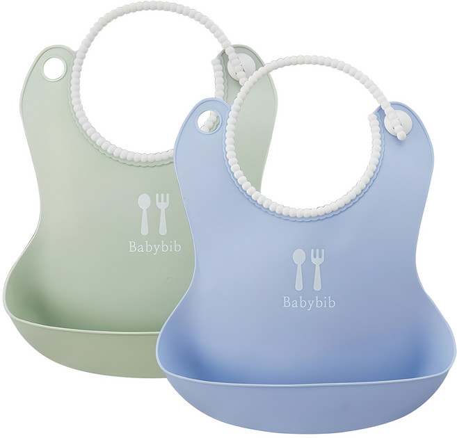 톨스토이 뉴베이비빕 턱받이, 마일드블루 + 마일드그린, 2개입, 1세트