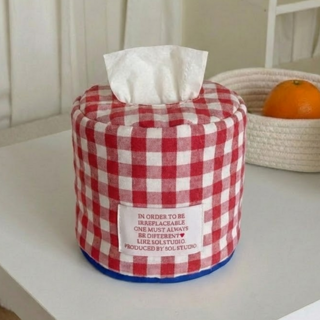 모노슈아 패브릭 파스텔 예쁜 롤휴지케이스, 레드, 1개