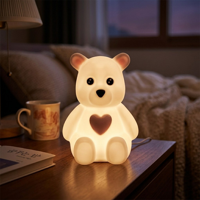 더모은 캐릭터 안심 무드등, 분홍 곰돌이