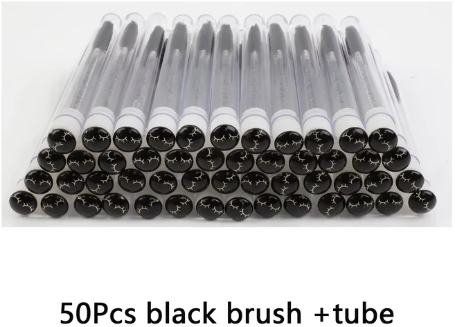 TDANCE 50pcs 일회용 속눈썹 브러쉬 다이아몬드 재사용 가능한 튜브 교체 방진 편리한 메이크업 운반, 17 eye black