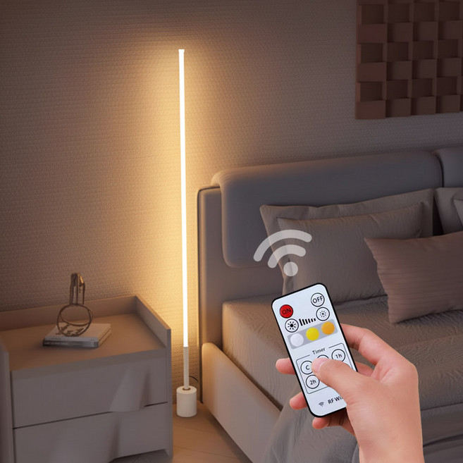 블레오 무선리모컨 LED 슬림 일자 플로어 장스탠드, 화이트 100cm