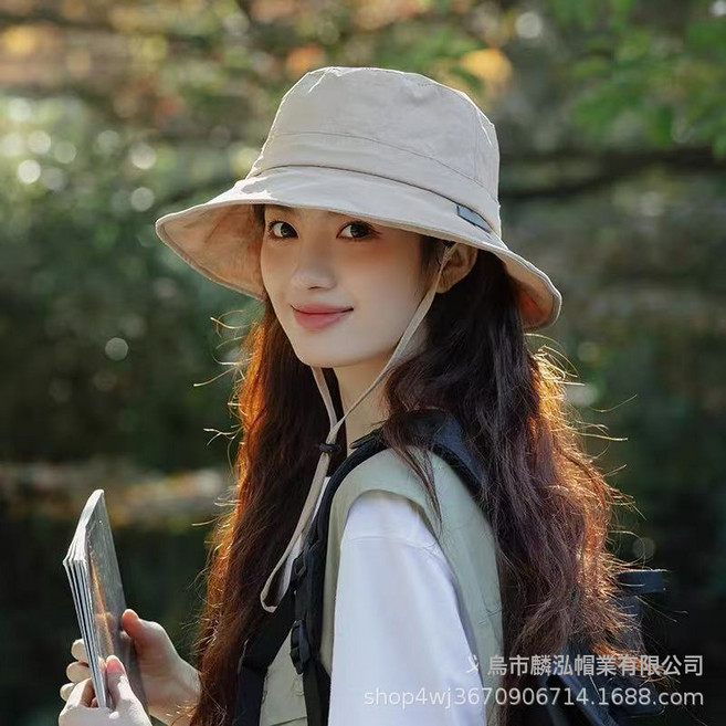 速幹抽繩漁夫帽女夏季防紫外線遮陽帽可摺疊防曬帽戶外登山帽子男