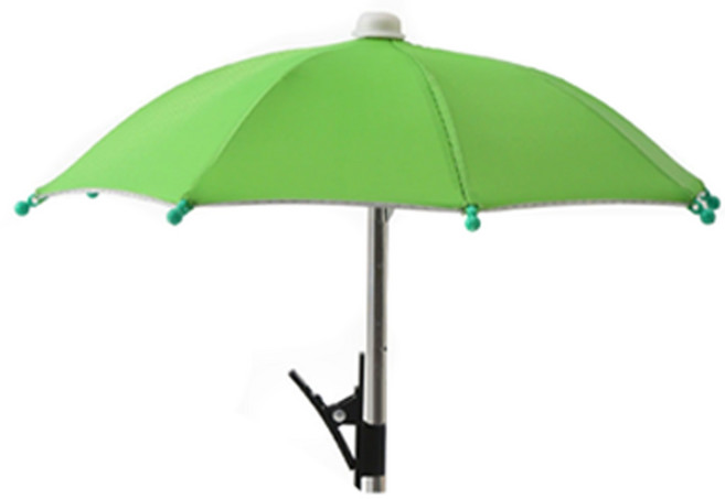 락모터스 오토바이 햇빛가리개 미니 우산 빗물 차단 방수 거치대, 1개, 그린