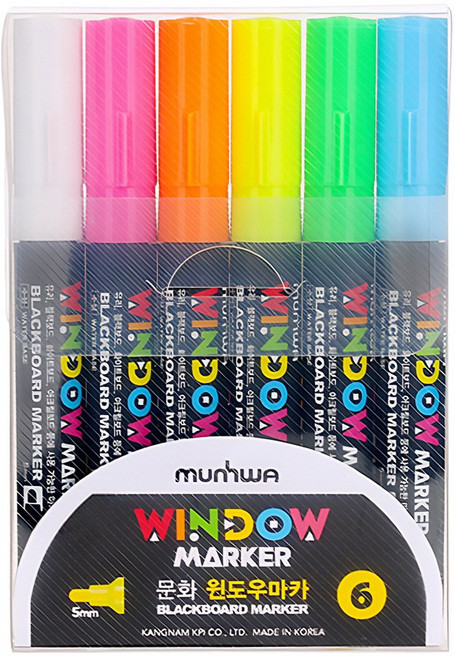 문화 문화 윈도우 마카 유리에 마카로 그리는 윈도우마카 (6색세트)
