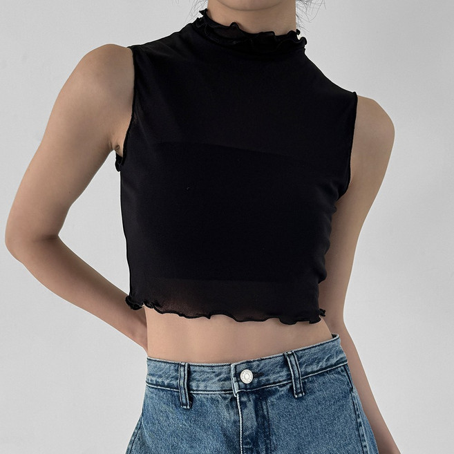 시스루 두겹 프릴 레이스 페이크 이너넥