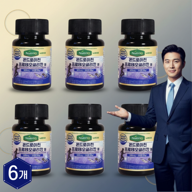 뉴트리큐 콘드로이친 프로테오글리칸 소연골 연어코연골 보스웰리아 관절영양제, 6개, 60정