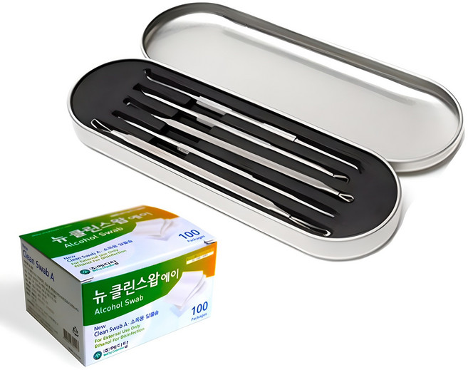 에이엔에스 피지 제거 압출기 10종 세트 + 알콜솜 100p, 혼합 색상, 1세트