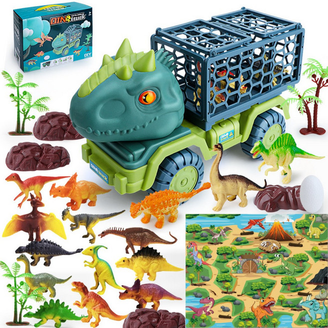 신형 공룡자동차 운송트럭 장난감 티라노파크 선물세트(공룡 15마리+특대형 부직포지도 추가증정), 티라노사우루스, 1개