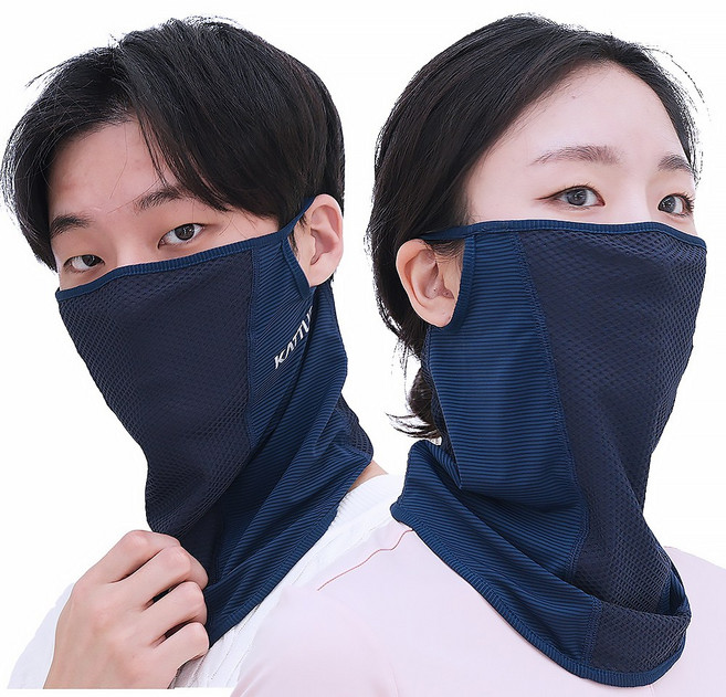 Zet7 1+1 스포츠 쿨 골프마스크 얼굴 햇빛가리개 마스크, 네이비+네이비, 1세트