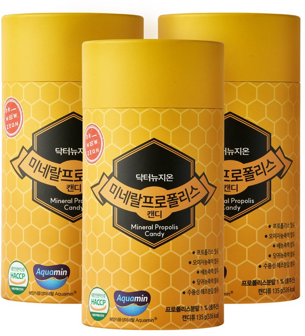 닥터뉴지온 미네랄 프로폴리스캔디 무설탕, 3개, 135g