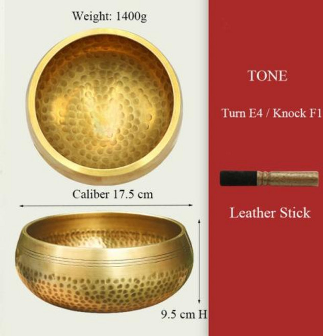 크리스탈싱잉볼 네팔 수제 티베트 불상 소리 그릇 요가 명상 노래 황동 차임 수공예 음악 치료 티베트어, With Leather Stick