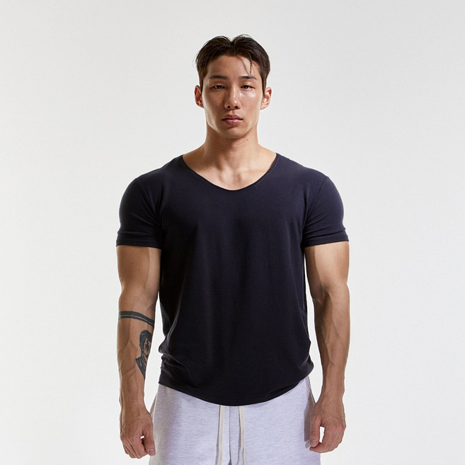 알브이디 텐셀모달 와이드 U넥 머슬핏 반팔티(6color)