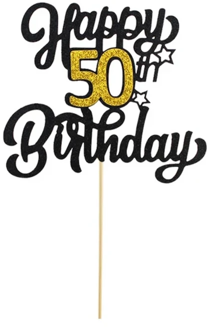 1pc 블랙 골든 번호 생일 축하 케이크 토퍼 30 70 파티 장식, 01 50 years old