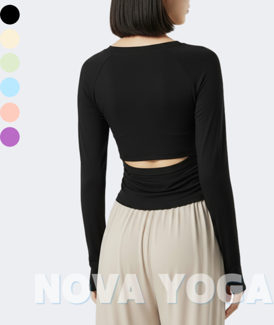 노바요가 여성 요가복 긴팔 커버업 필라테스 발레 상의