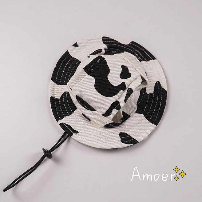 寵物可愛耳朵貓咪狗狗帽子 夏季寵物防曬太陽帽, 黑白紋奶牛,小號 建議約1-3.5kg 標準看頭圍, 1個