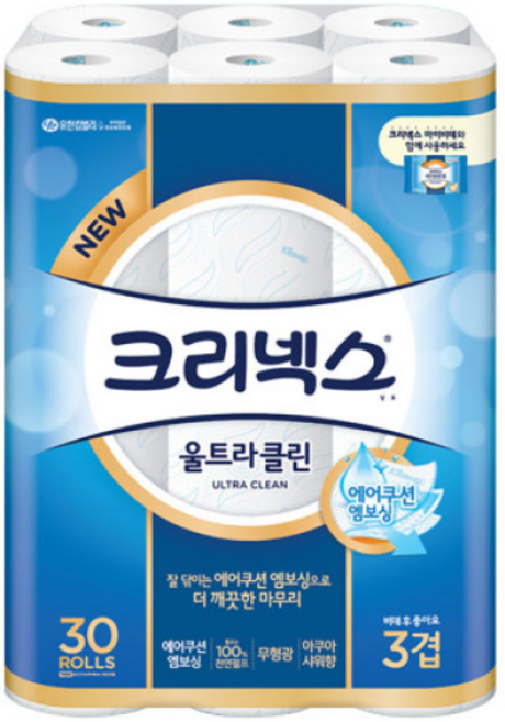 크리넥스 3겹 울트라 클린 롤화장지 천연펄프, 25m, 30개입, 1개