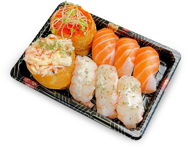 꽃무늬 초밥용기 뚜껑포함, 1개, 50세트, 5호 꽃무늬