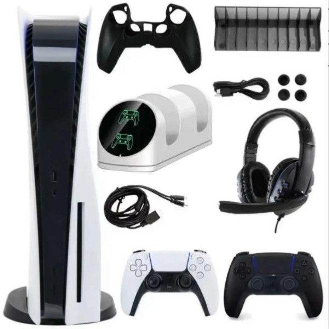 판매 PLAYSTATIONS5 디스크 버전 PS5 1TB 콘솔 825GB(최신 + 컨트롤러 2개 및 게임 10개 $300