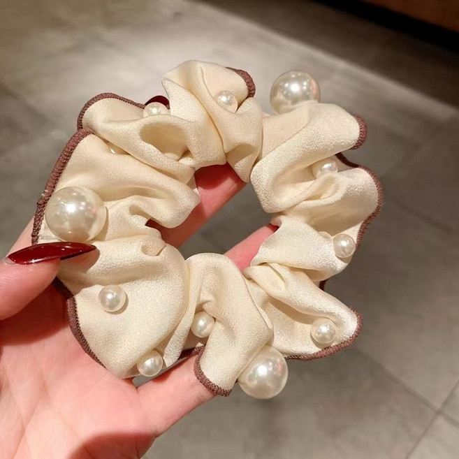 B29現貨純色氣質珍珠大腸圈