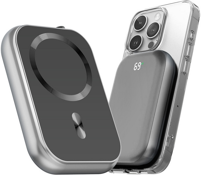 3IN1 맥세이프 20W 고속 무선 보조배터리 10000mAh 워치충전, 메탈그레이, MF10K