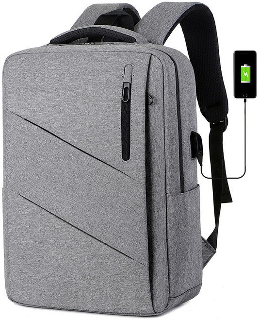 백팩 남성 17인치 노트북 가방 책가방 캐주얼 비즈니스 백팩 남성 백팩, 단일 레이어 라이트 그레이