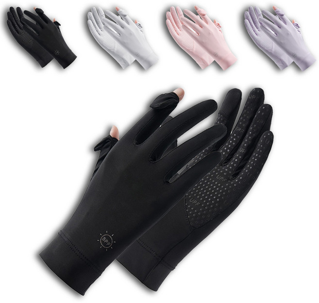 올라이이프지 여성 자외선 차단 논슬립 운전 장갑 쿨 냉감 등산 스포츠, 블랙, 1개