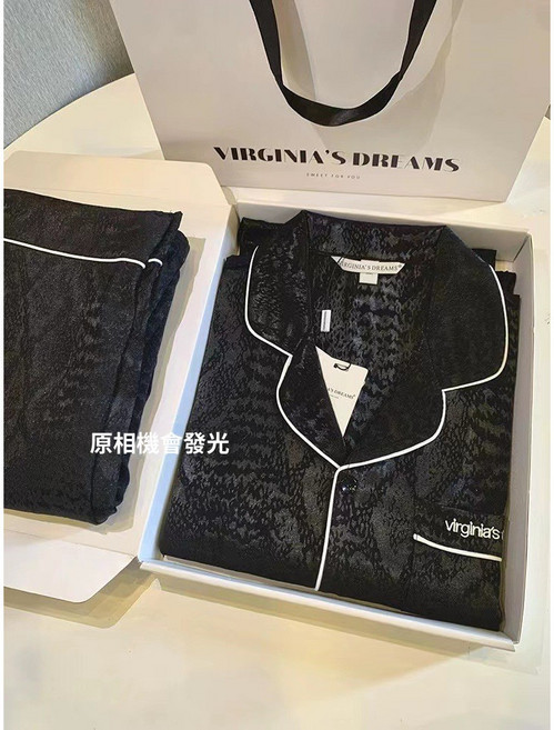 VIRGINIA'S DREAMS 冰絲提花長袖長褲睡衣套裝