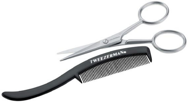Tweezerman G.E.A.R. 콧수염 가위와 빗 모델 No. 72031MG 블랙, 1개