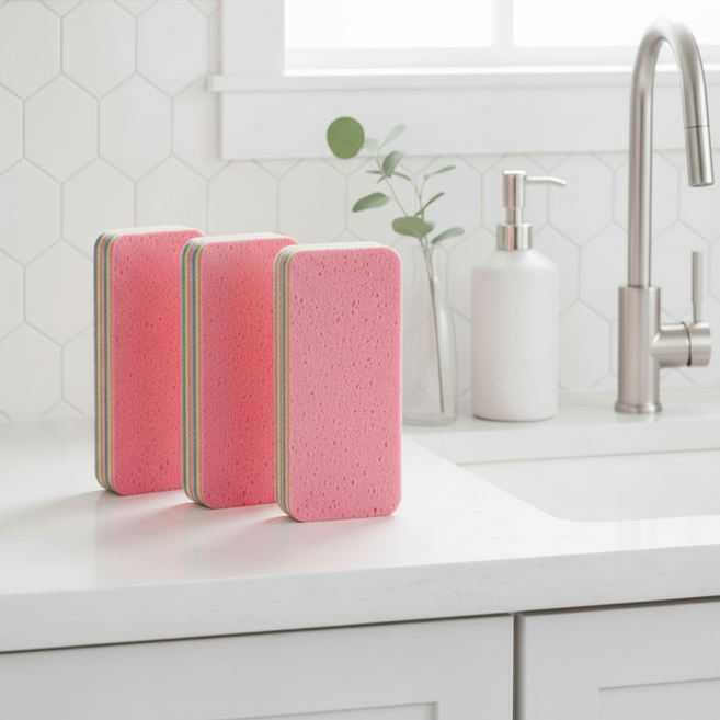 키친9단 12겹 뜯어쓰는 레인보우 블럭 멀티 수세미 7 X 17 X 2cm, 1세트, 3개