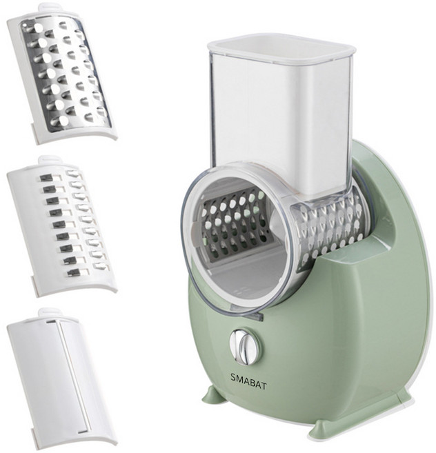SMABAT 전동 다용도 채칼 다용도 채칼세트 가정용 채썰 만능채칼 전동 채썰기 USB 충전 전동 채칼 화이트 그린, 1개