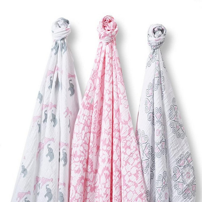 SwaddleDesigns 남자아이/여아용 대형 마퀴젯 리시빙 포대기 담요 부드러운 프리미엄 면 모슬린 부티크 품질 최고의 샤워 선물 스와들라이트 핑크 러쉬 사파리 페