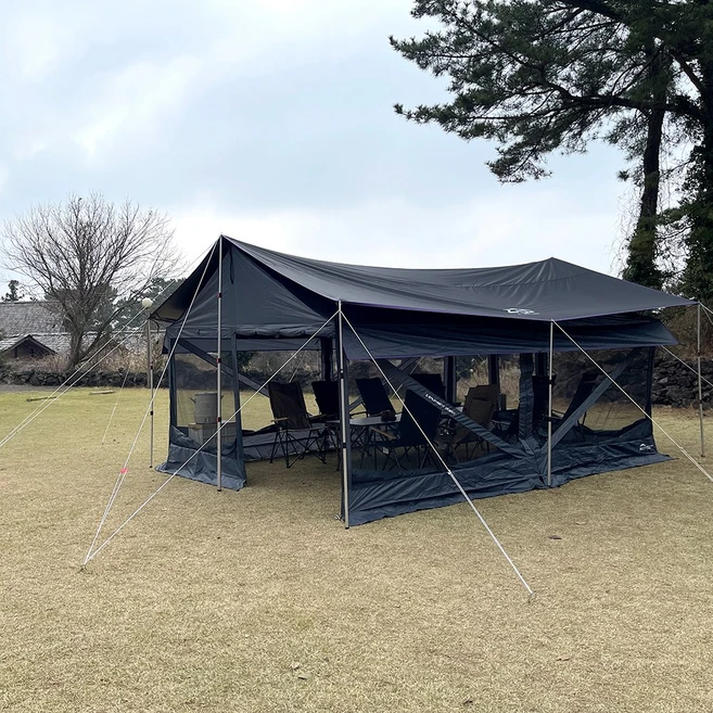 제드 마티렉타타프 스크린 세트 대형 블랙코팅 장박 풀세트 5.5x4.4m 블랙, 블랙 - 쿠팡