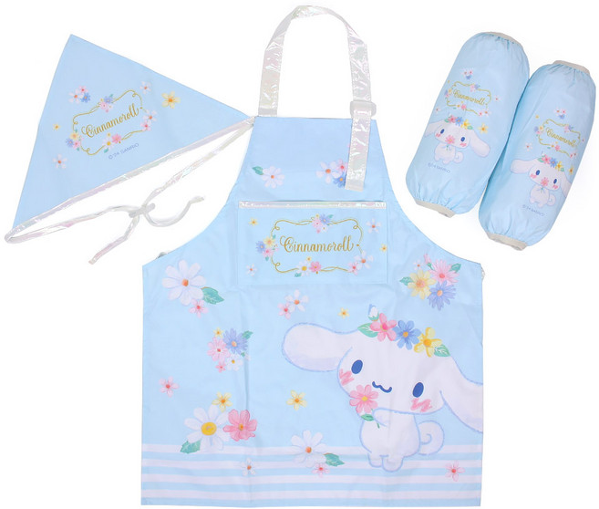 시나모롤 프리미엄 플라워 앞치마 두건 팔토시