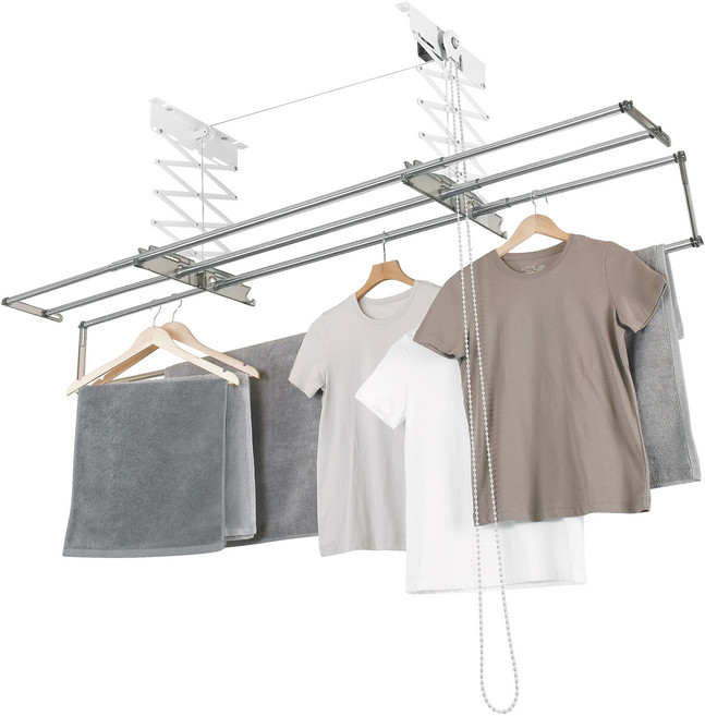 웰렉스 천장 천정 빨래건조대 건조대 베란다 빨래 슬라이드봉 반자동 4봉 5봉, 슬라이드봉 반자동 건조대 4봉+전용집게+애니쏙