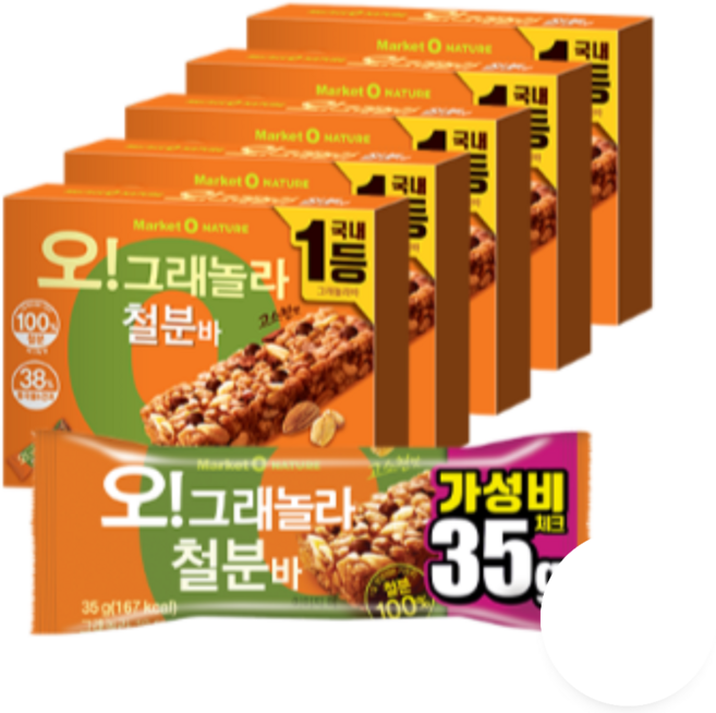 오리온 오 그래놀라바 철분, 140g, 5개
