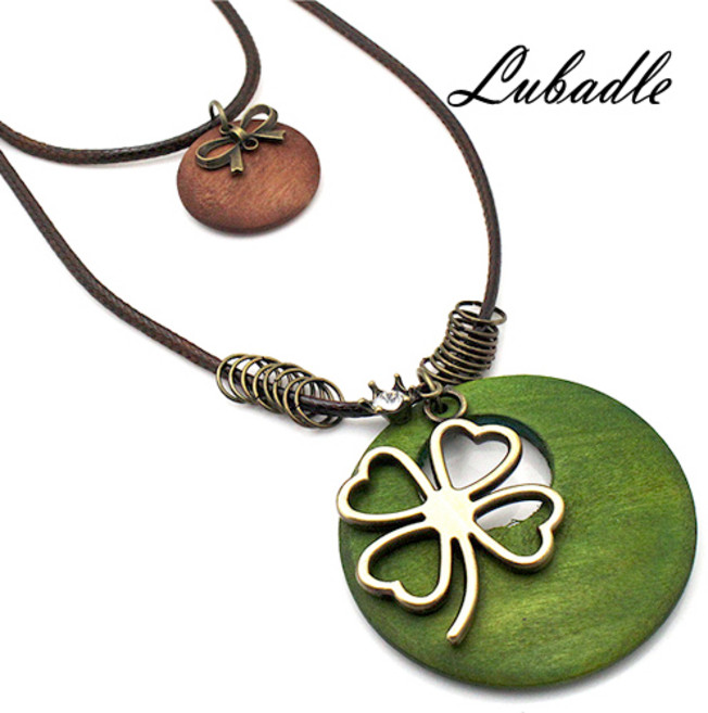 루바들 RN8298 여자 롱 행운 복 네잎클로버 나무 패션 레이어드 끈 목걸이 주얼리