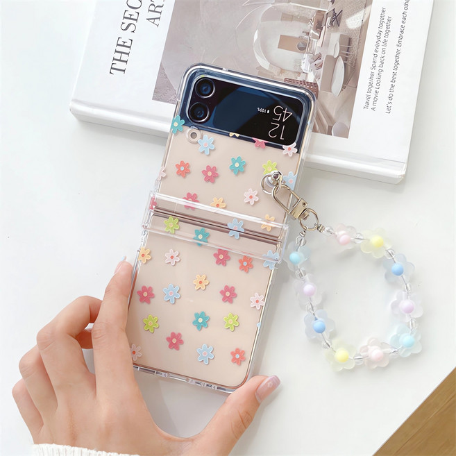 얌코 핸드폰 케이스 갤럭시 z플립3 z플립4 z플립5 z플립6 z플립7 힌지보호 휴대폰 케이스 실리콘 투명 하트 플라워