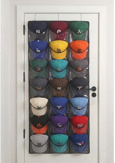 해비토리 모자 틈새 정리함 문걸이 대용량, 블랙, 1개