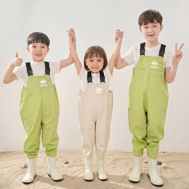 [키다리슈즈] 뉴버블 소프트 어린이가슴장화 키즈 아동 갯벌 해루질 방수 체험복 CPTTB6, 230, 버블그린(주니어)