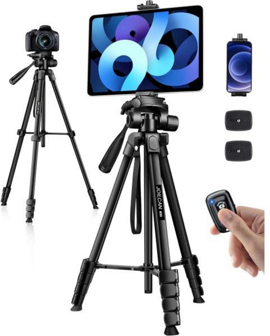 JOILCAN Phone Tripod 스탠드 68인치 iPad iPhone 태블릿용 삼각대리모트 유니버설 홀더 휴대용 가방 포함 여행용 알루미늄 삼각대 비디오 녹화 사진 브이로, 68 Inch, Black-Tablet, 1개
